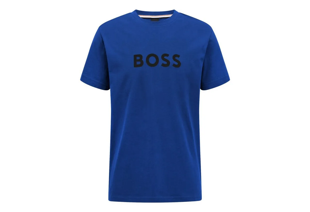 BOSS T-Shirt RN Sun Protection mit großem Markenprint auf der Brust