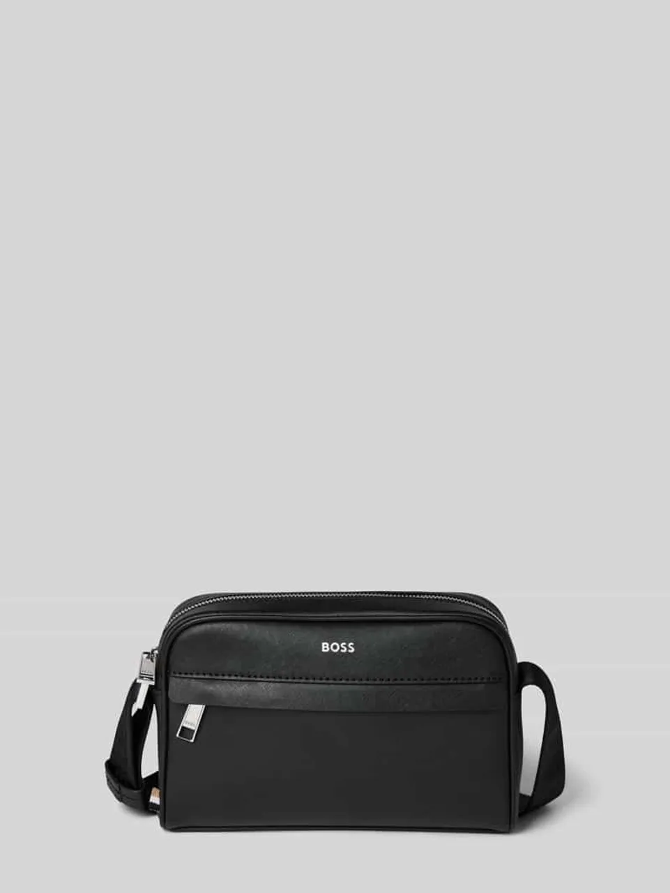 BOSS Umhängetasche aus Leder mit Label-Details Modell 'Zair' in Black, Größe One Size