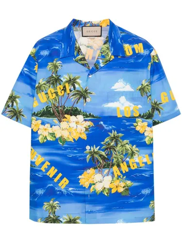 Bowlinghemd mit Palmen-Print