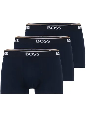 Boxer BOSS "Trunk 3P" Gr. XXL, blau (navy) Herren Unterhosen Boss mit farblich passendem Webbund
