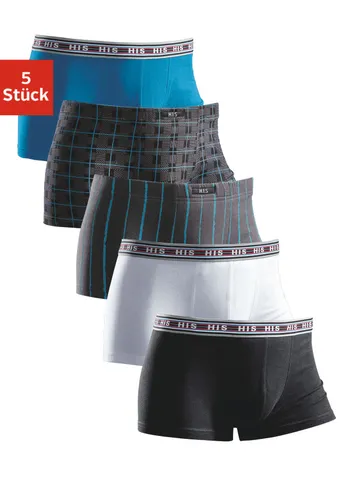 Boxer H.I.S Gr. S, 5 St., blau Herren Unterhosen Sportunterwäsche aus Baumwoll-Stretch Bestseller