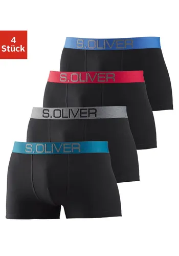 Boxer S.OLIVER Gr. S, 4 St., bunt (schwarz, türkis, schwarz, grau, rot, blau) Herren Unterhosen Wäsche