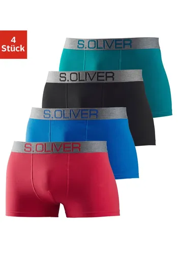 Boxer S.OLIVER Gr. XXL, 4 St., bunt (petrol, schwarz, blau, rot) Herren Unterhosen Wäsche