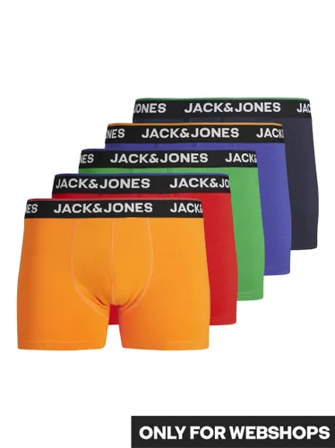 Boxershorts JACK & JONES JUNIOR "JACTOPLINE SOLID TRUNKS 5 PACK JNR" Gr. 176, 5 St., rot (true red pac) Kinder Unterhosen Boxershorts