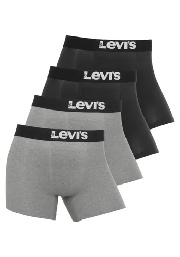 Boxershorts LEVI'S "Men Solid Logo Boxer 4er Pack" Gr. S (4), 4 St., grau (grau, schwarz) Herren Unterhosen Levi's