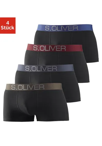 Boxershorts S.OLIVER Gr. S, 4 St., bunt (schwarz, khaki, schwarz, bordeau x, anthrazit, blau) Herren Unterhosen Wäsche