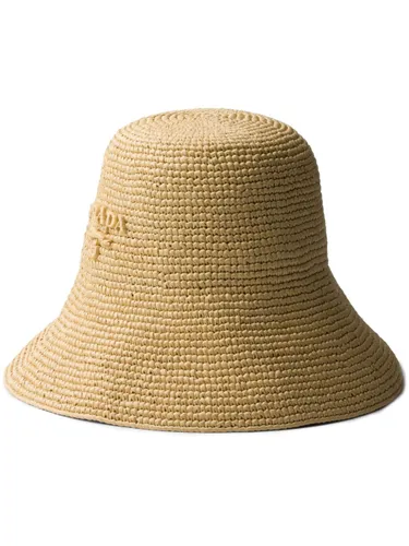braided raffia logo bucket hat