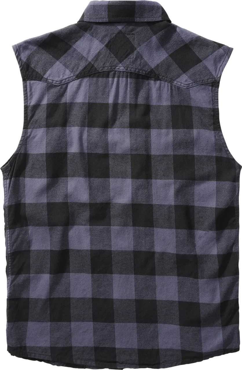 Brandit Sleeveless Checkshirt Kurzarmhemd schwarz grau in L