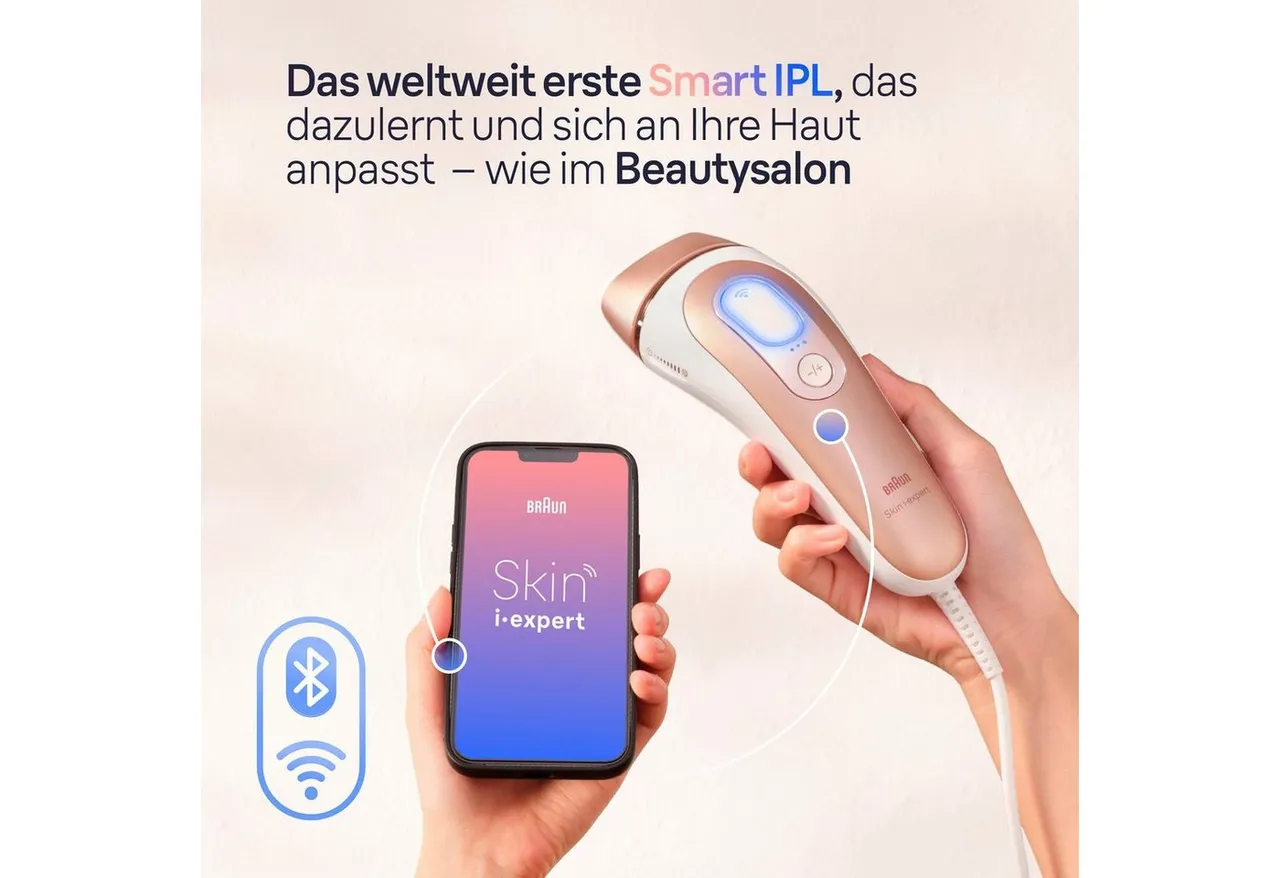Braun IPL-Haarentferner Smart Skin i·expert PL7147, 2 Aufsätze für Gesicht & Körper, Venus Rasierer & Aufbewahrungstasche