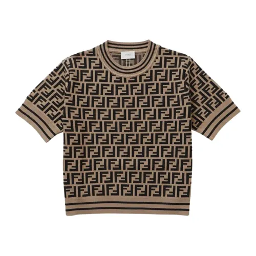 Brauner FF-Muster Cropped Pullover Fendi