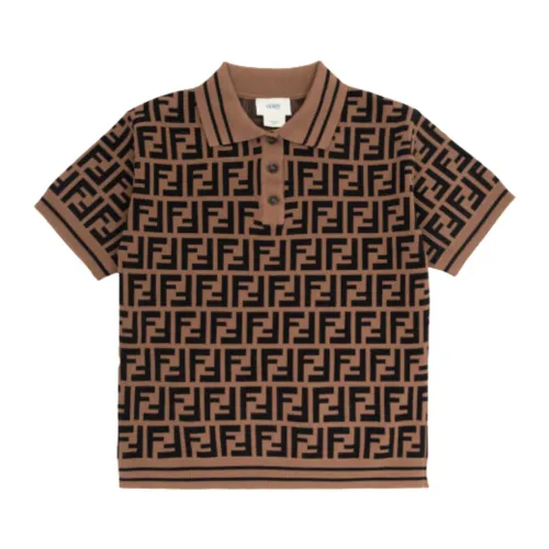 Braunes FF-Muster Polo Shirt Fendi