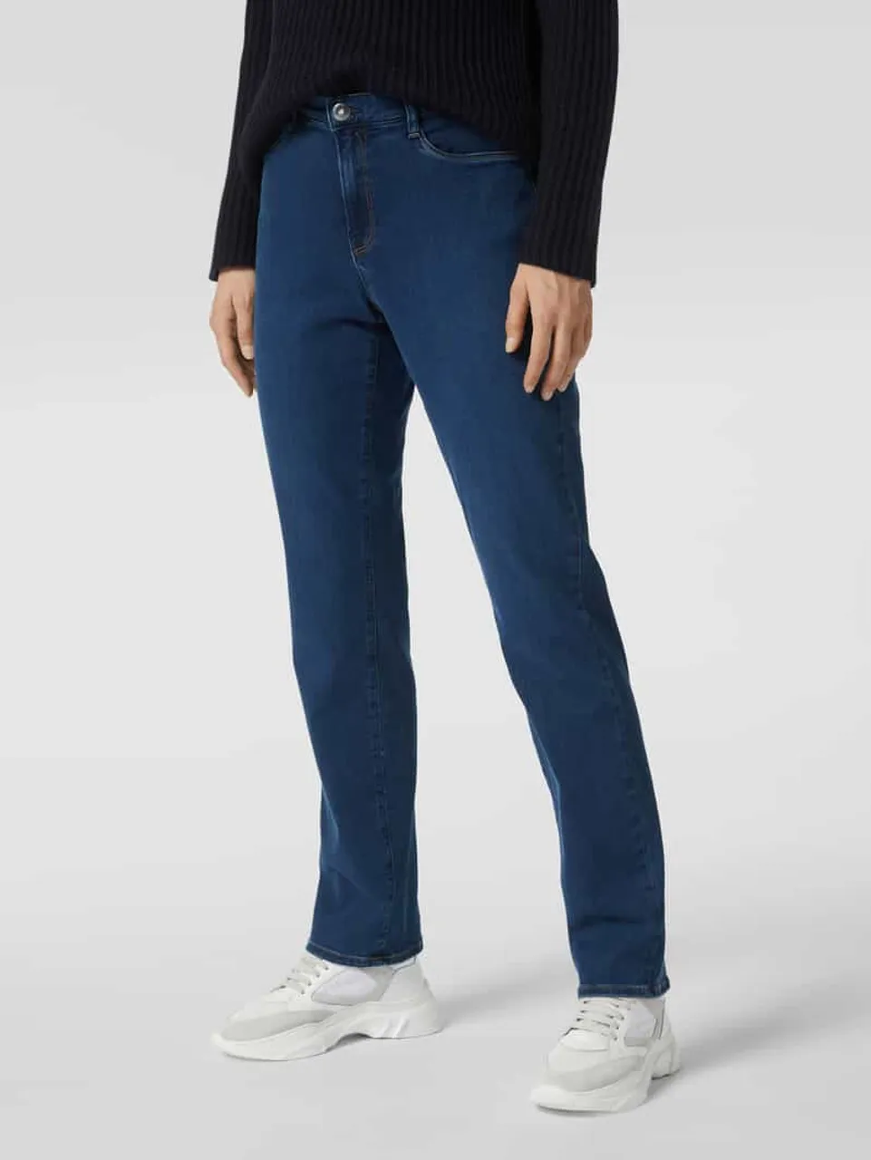 Brax Jeans mit Label-Patch aus Leder Modell 'Mary' in Blau