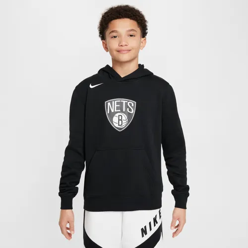 Brooklyn Nets Club Nike NBA-Fleece-Hoodie für ältere Kinder - Schwarz