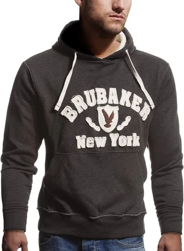 BRUBAKER Kapuzensweatshirt Herren Sweatshirt mit Kapuze - New York Eagle (1-tlg) Sweater mit Kängurutasche und Adler Logo
