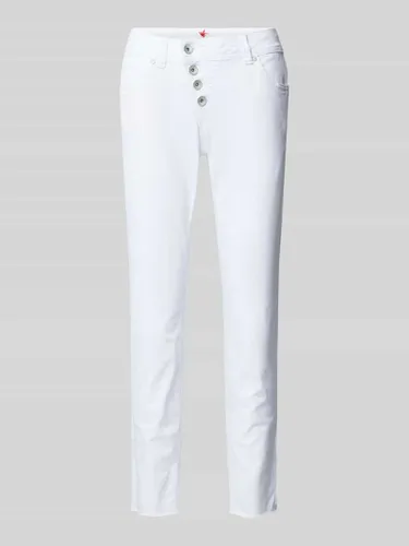 Buena Vista Slim Fit Hose mit asymmetrischer Knopfleiste Modell 'Malibu' in Weiss