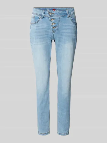 Buena Vista Slim Fit Jeans mit asymmetrischer Knopfleiste Modell 'Malibu' in Hellblau