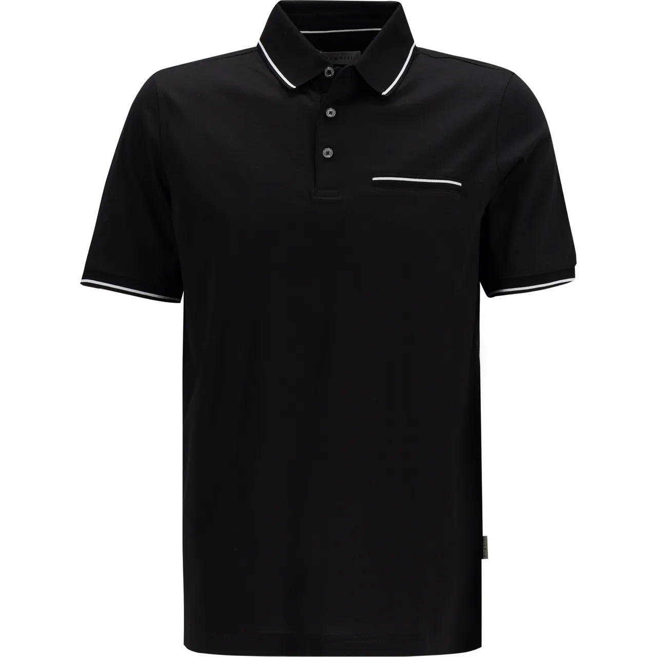 bugatti Herren Polo-Shirt schwarz Baumwoll-Jersey