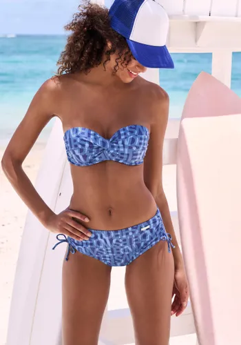 Bügel-Bandeau-Bikini-Top ELBSAND "Letra" Gr. 34, Cup C, blau Damen Bikini-Oberteile Ocean Blue mit tollem Wording