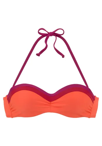 Bügel-Bandeau-Bikini-Top S.OLIVER "Yella" Gr. 36, Cup C, bunt (orange, berry) Damen Bikini-Oberteile Ocean Blue