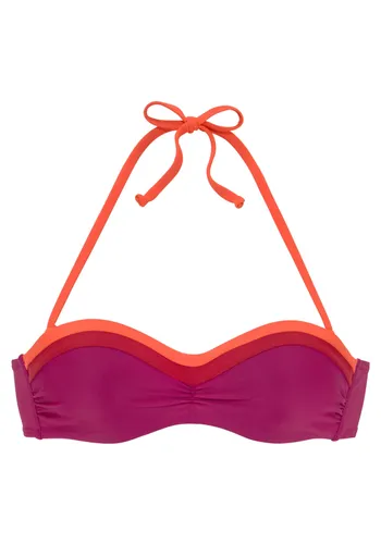 Bügel-Bandeau-Bikini-Top S.OLIVER "Yella" Gr. 38, Cup C, bunt (berry, orange) Damen Bikini-Oberteile Ocean Blue mit kontrastfarbenen Details