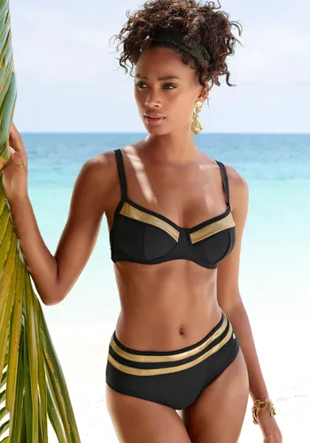 Bügel-Bikini-Top LASCANA "Elodie" Gr. 48, Cup F, goldfarben (schwarz, goldfarben) Damen Bikini-Oberteile Ocean Blue
