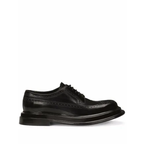 Business Schuhe, Klassisches Schwarzes Leder mit Strapazierfähiger Gummisohle Dolce & Gabbana