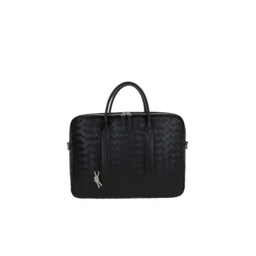 Business-Tasche aus schwarzem Leder mit Intrecciato-Motiv Bottega Veneta