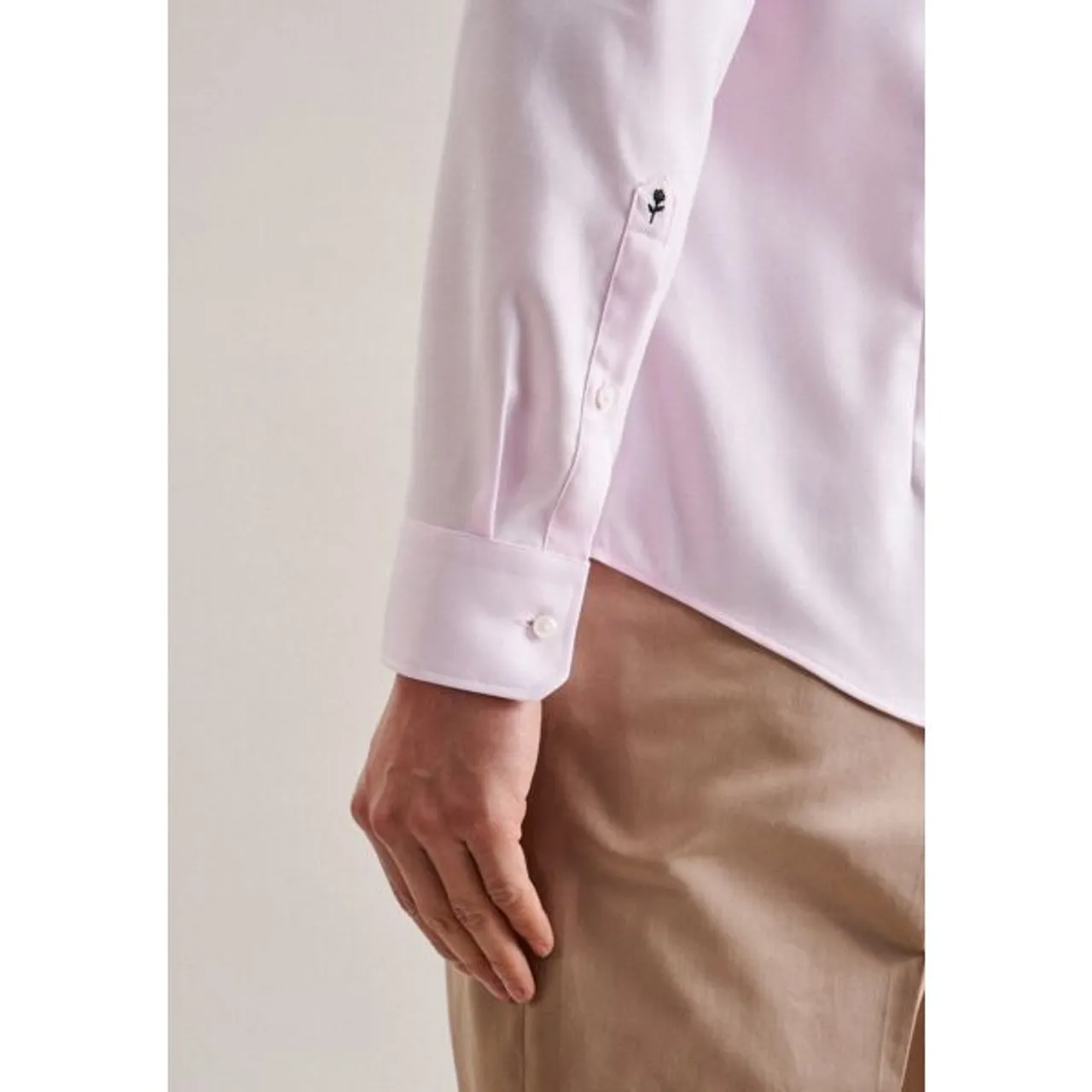 Businesshemd SEIDENSTICKER "Slim" Gr. 45, normale Ärmellängen, bunt (rosa, pink) Herren Hemden Langarm