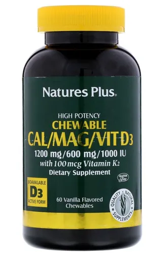Cal/Mag/Vit D3 Vanilla Flavored (60 Chewable Tablets) - Nature&apos;s Plus