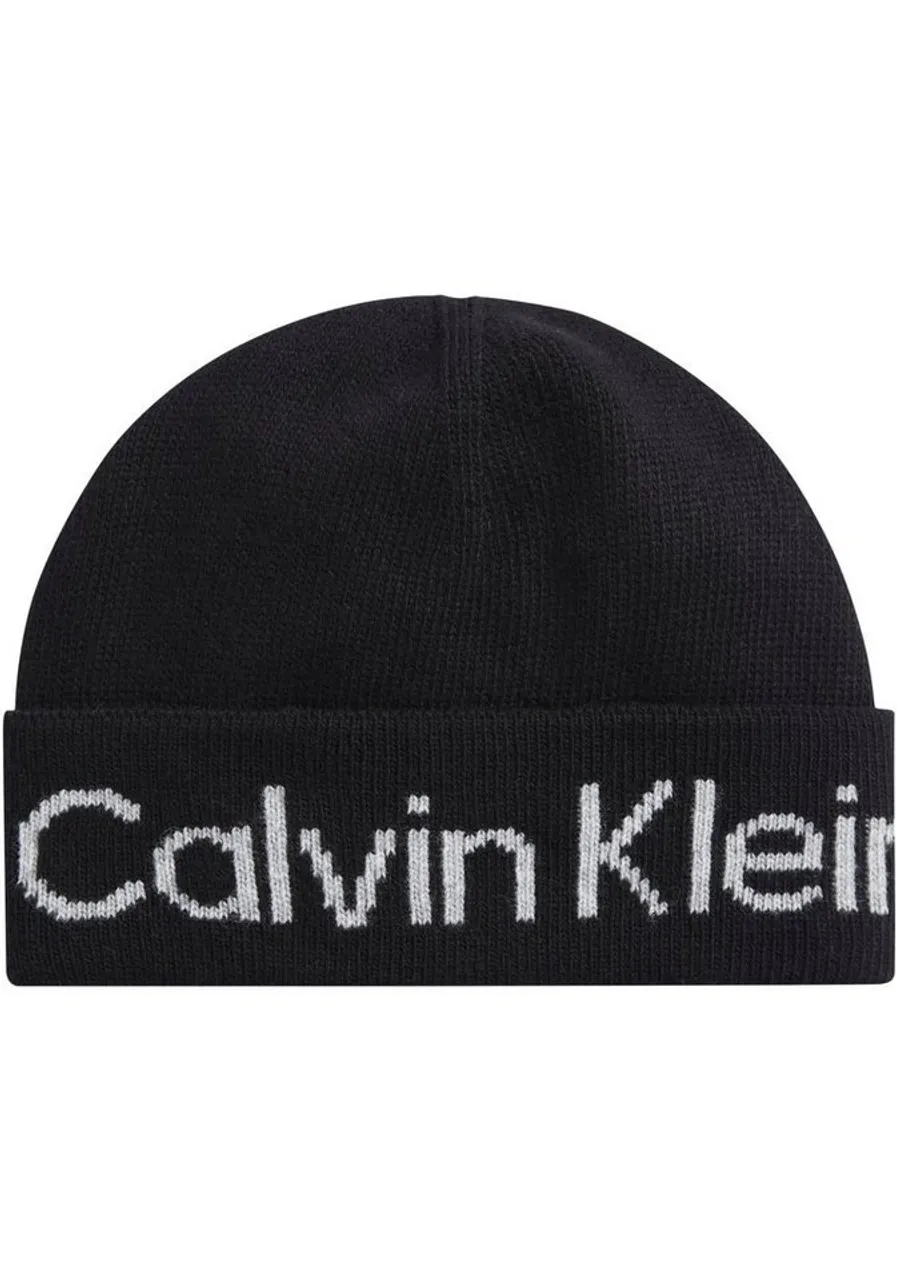 Calvin Klein Beanie LOGO REVERSO TONAL BEANIE mit Logoschriftzug