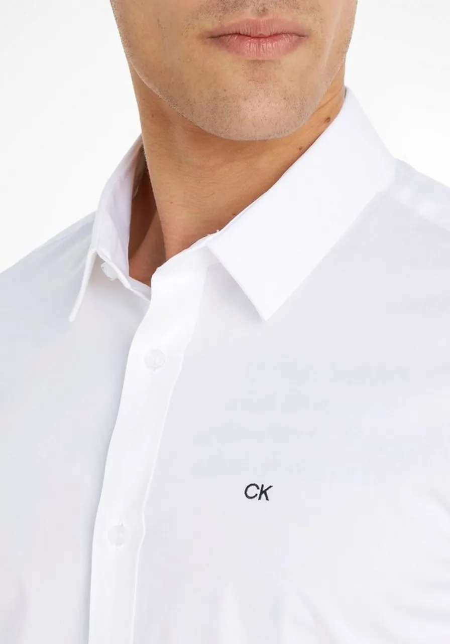 Calvin Klein Businesshemd STRETCH POPLIN SLIM SHIRT mit Calvin Klein Logo auf der Brust