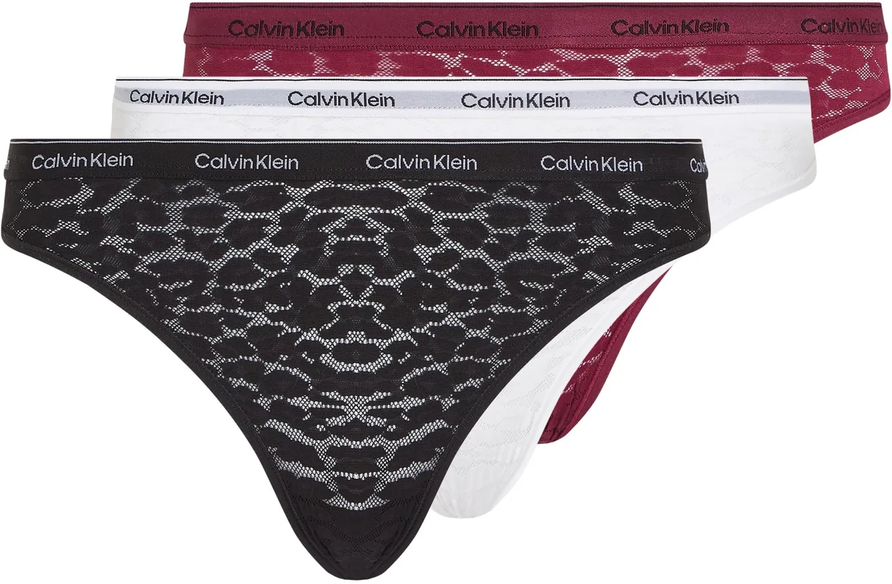 Calvin Klein Damen 3er Pack Slips Bikini Form mit Spitze