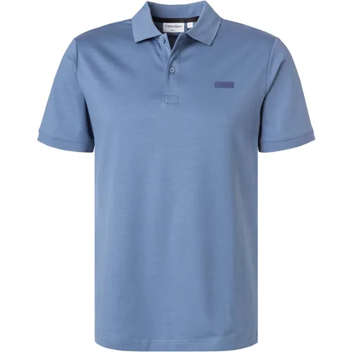 Calvin Klein Herren Polo-Shirt blau Baumwoll-Jersey Slim Fit