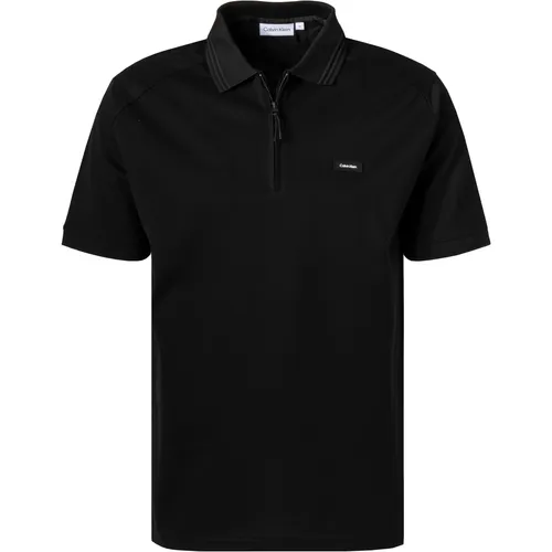 Calvin Klein Herren Polo-Shirt schwarz Baumwoll-Piqué