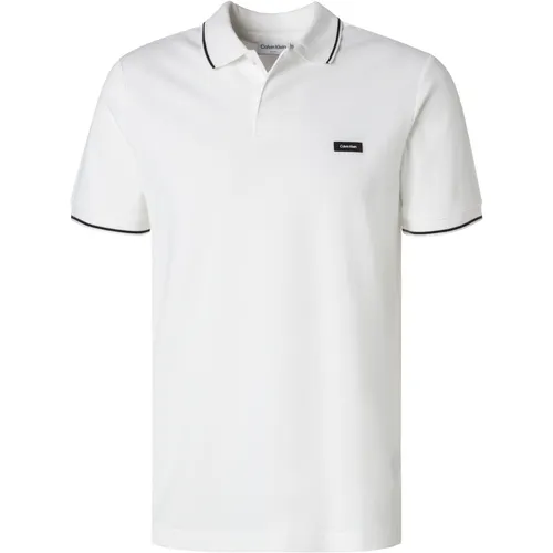 Calvin Klein Herren Polo-Shirt weiß Baumwoll-Piqué Slim Fit