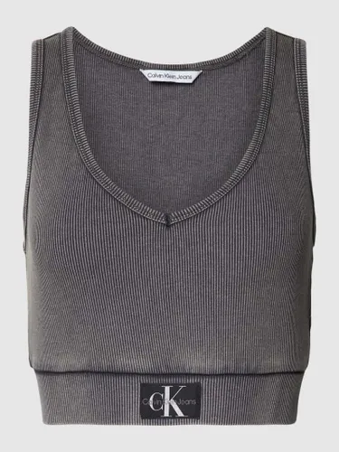 Calvin Klein Jeans Crop Top mit Label-Badge in Black