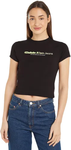 Calvin Klein Jeans Damen T-Shirt Kurzarm Slogan Fitted Tee