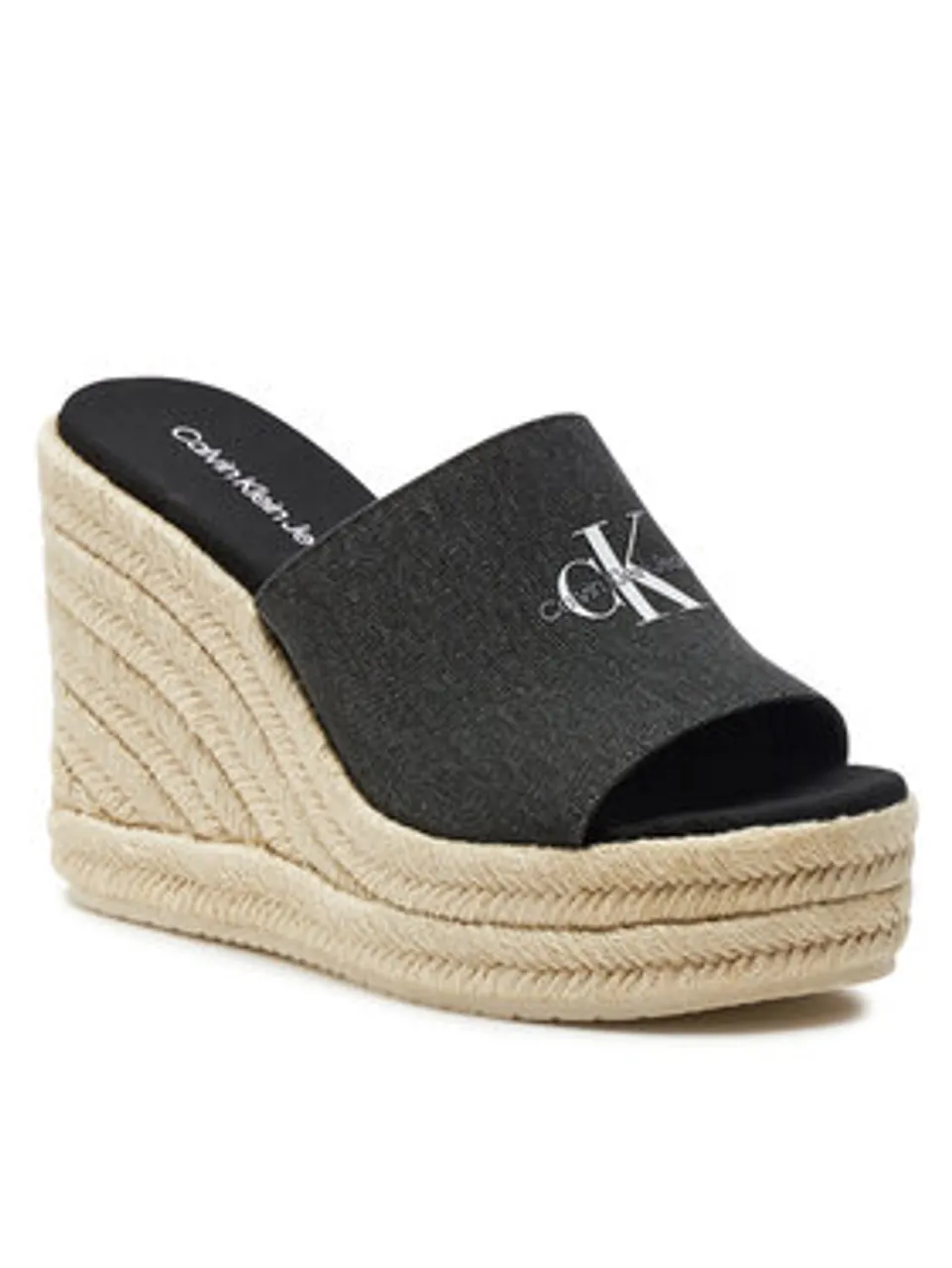 Calvin Klein Jeans Espadrilles Slide Wedge Rope Sandal Ml Btw YW0YW01356 Schwarz