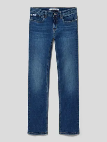 Calvin Klein Jeans Flared Cut Jeans mit Label-Patch in Dunkelblau