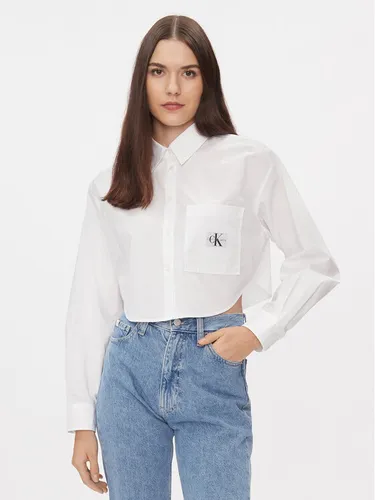 Calvin Klein Jeans Hemd J20J222614 Weiß Cropped Fit