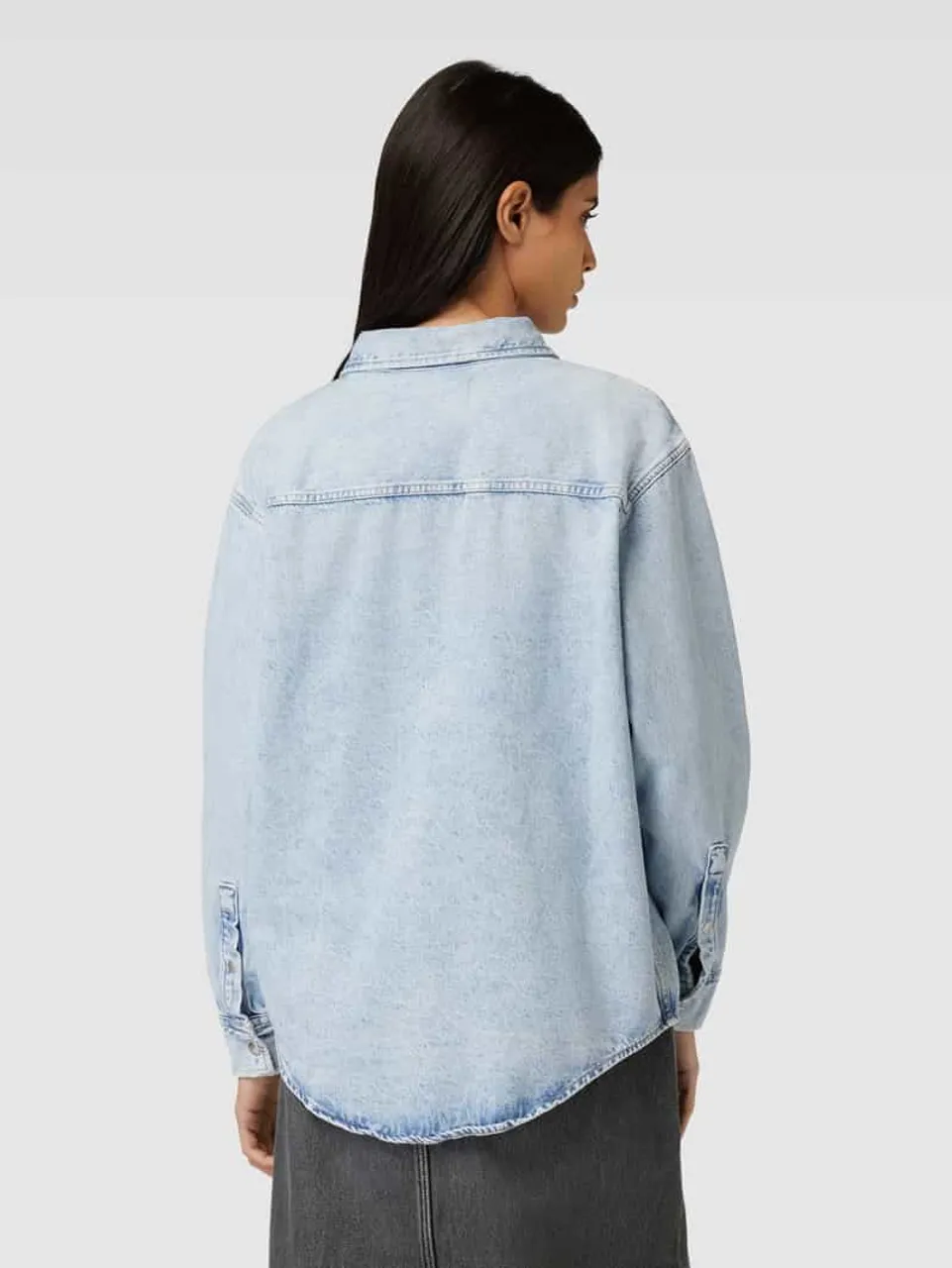 Calvin Klein Jeans Jeansbluse mit Druckknopfleiste in Hellblau