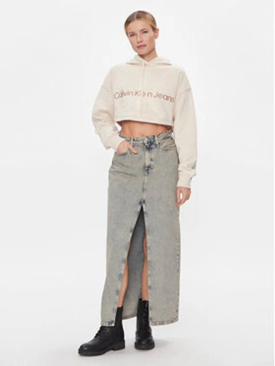 Calvin Klein Jeans Jeansrock Front Split Maxi Denim Skirt J20J222869 Blau Slim Fit