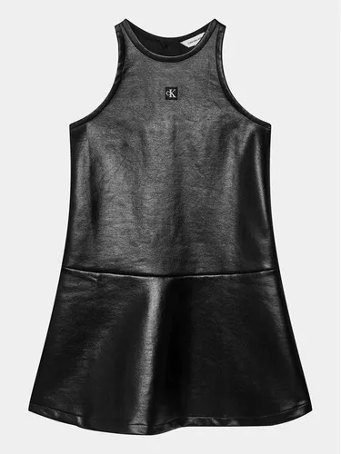 Calvin Klein Jeans Kleid aus Kunstleder Spacer IG0IG02312 Schwarz Flare Fit
