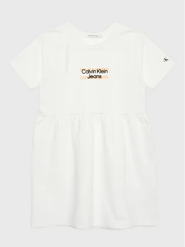 Calvin Klein Jeans Kleid für den Alltag Hero Logo IG0IG01973 Weiß Regular Fit