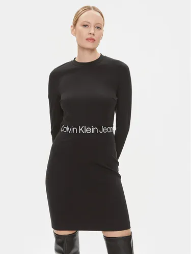 Calvin Klein Jeans Kleid für den Alltag Logo Elastic J20J222518 Schwarz Regular Fit