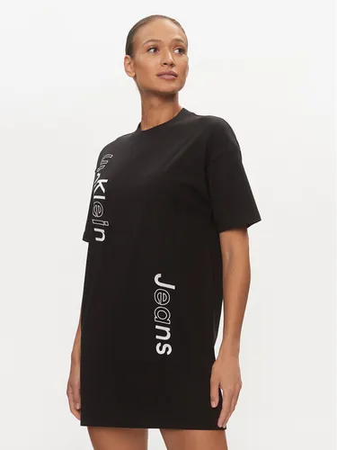 Calvin Klein Jeans Kleid für den Alltag Logo J20J223042 Schwarz Oversize