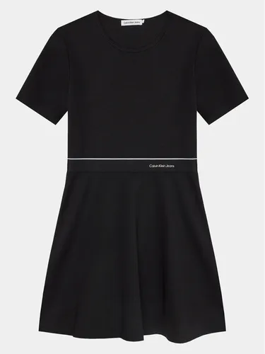 Calvin Klein Jeans Kleid für den Alltag Logo Tape IG0IG02310 Schwarz Regular Fit