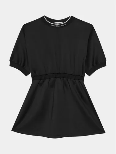 Calvin Klein Jeans Kleid für den Alltag Shine Logo IG0IG02318 Schwarz Regular Fit