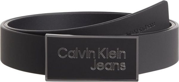 Calvin Klein Jeans Ledergürtel »LOGO PLAQUE LEATHER BELT 35MM« mit Logoprägung und auffälliger Schnalle