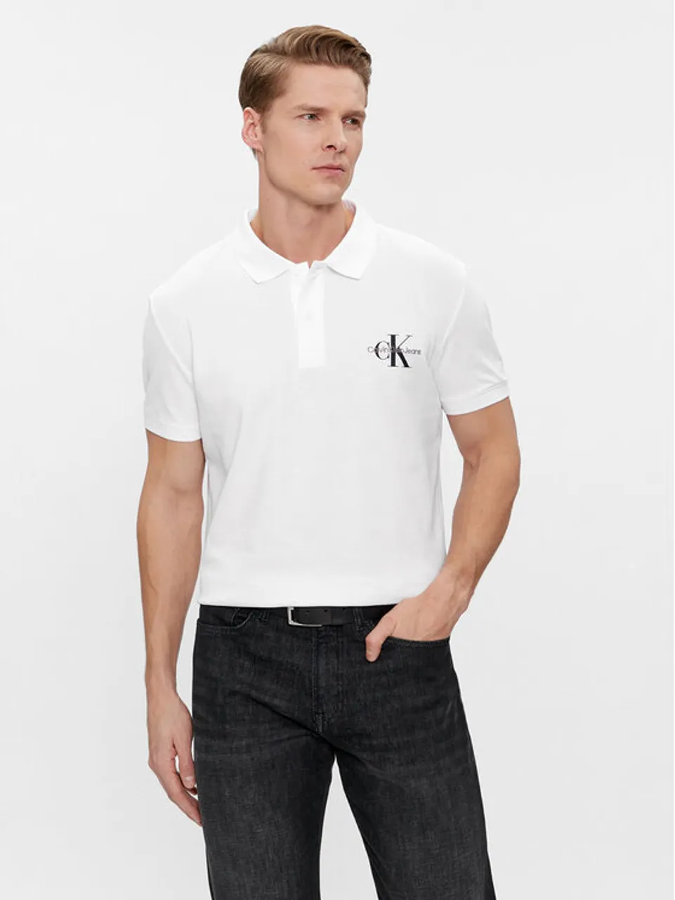 Calvin Klein Jeans Polohemd J30J323395 Weiß Regular Fit